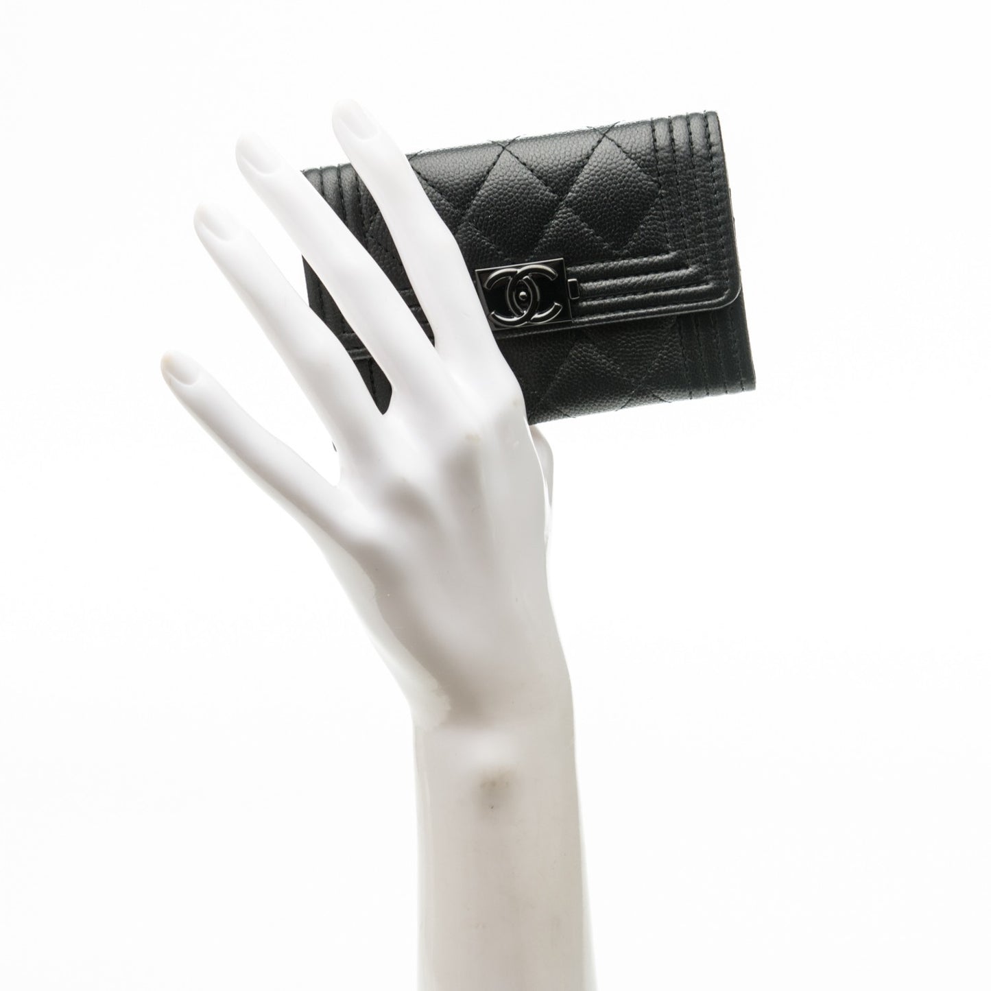 Caviar Quilted Boy Flap Card Holder So Black