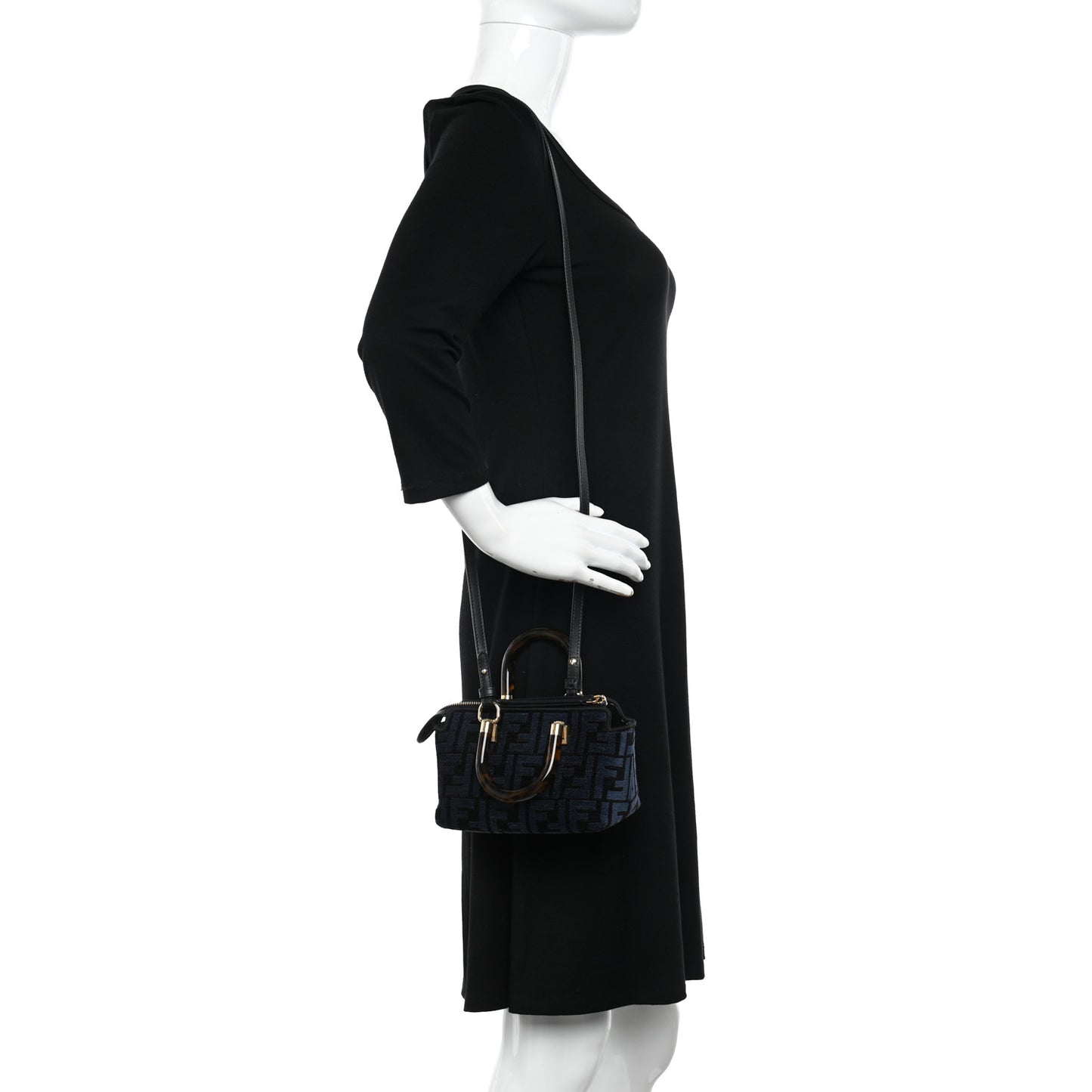 Chenille Vitello King Plexiglass FF Mini By The Way Top Handle Boston Bag Blue Black