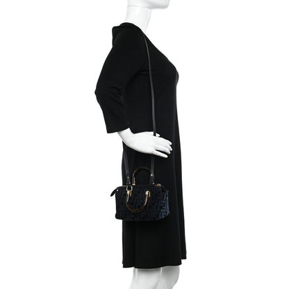 Fendi Chenille Vitello King Plexiglass FF Mini By The Way Top Handle Boston Bag Blue Black 2 of 10