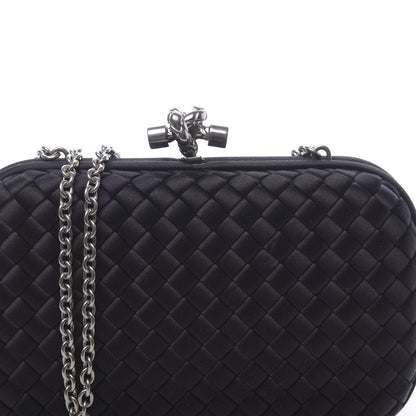 Bottega Veneta Satin Intrecciato Chain Knot Clutch Black 8 of 8