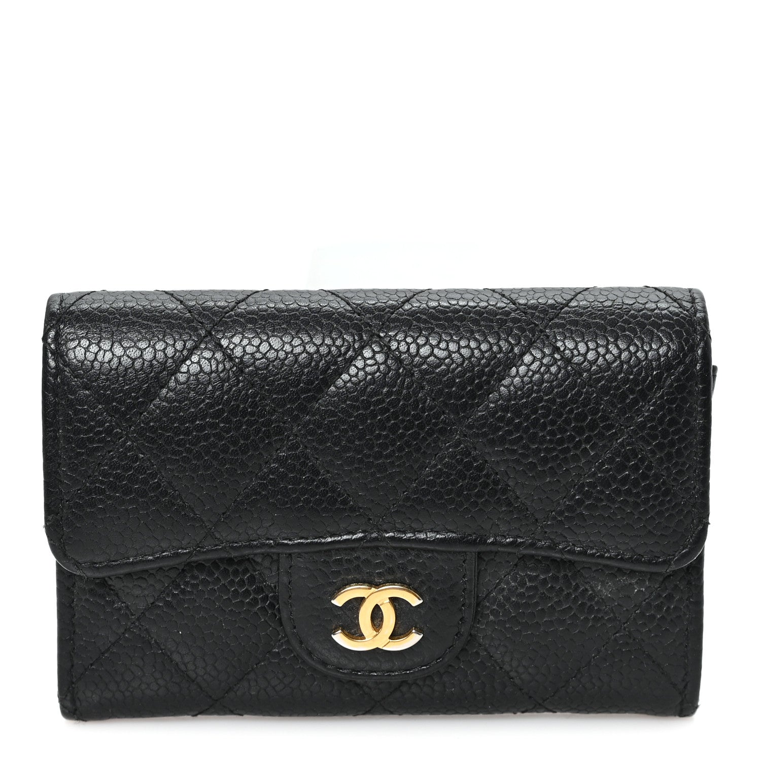 Chanel Caviar Quilted Flap Card Holder Wallet Black 1 of 9