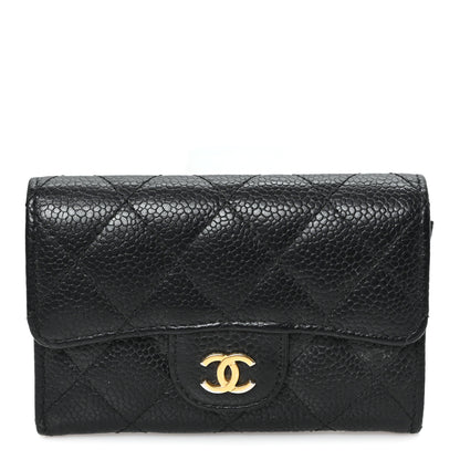 Chanel Caviar Quilted Flap Card Holder Wallet Black 1 of 9