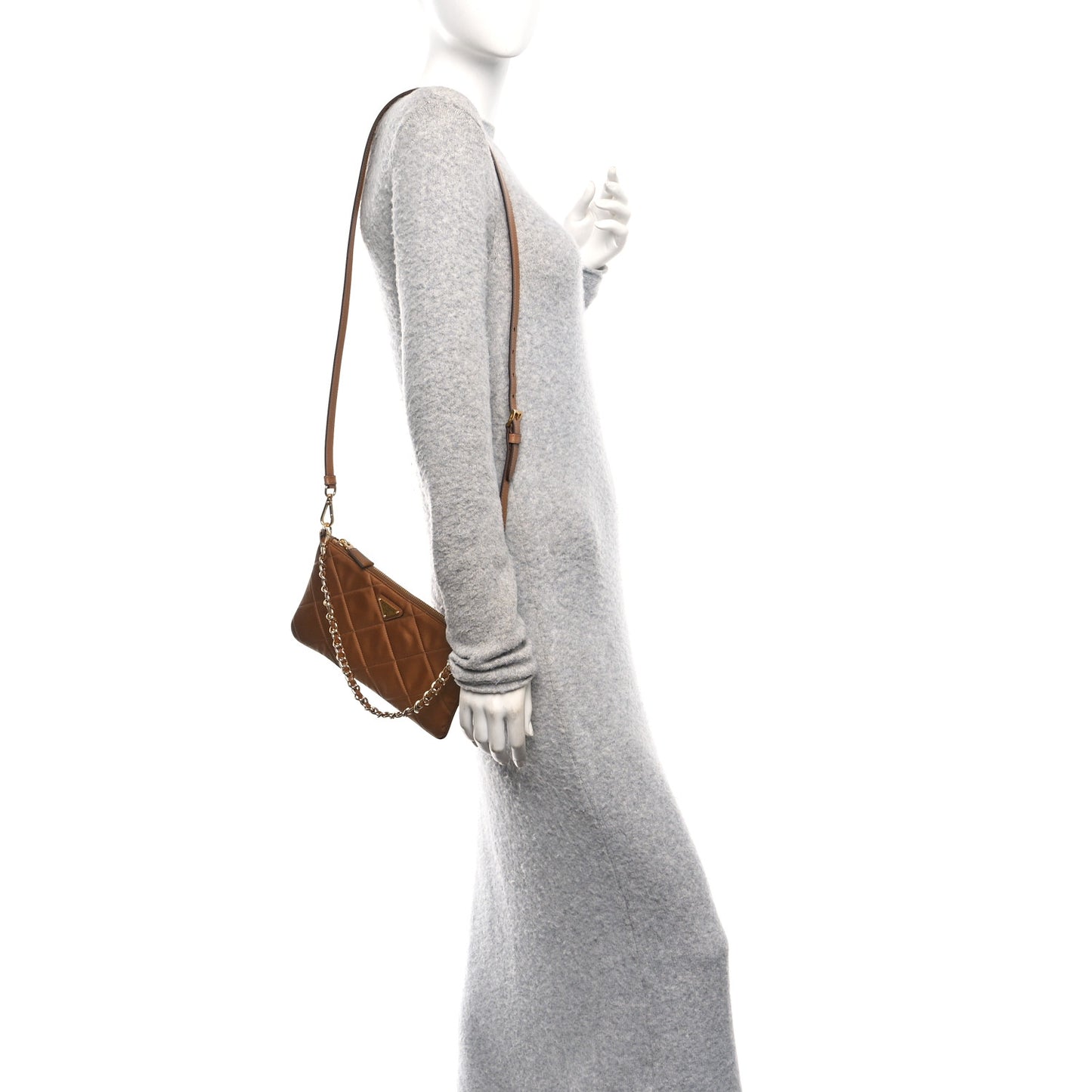 Re-Nylon Tessuto Impuntu Quilted Re-Edition 1995 Chaine Pouch Brandy