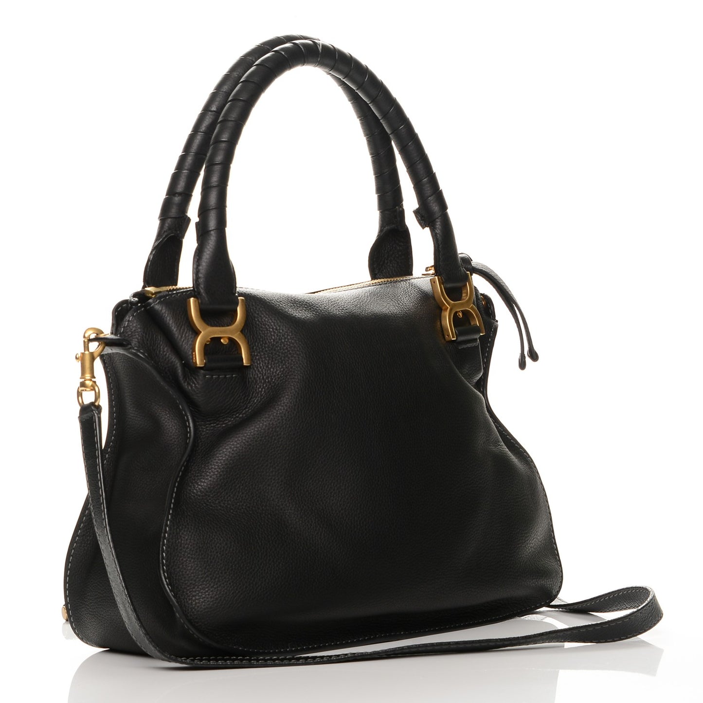 Calfskin Medium Marcie Satchel Black