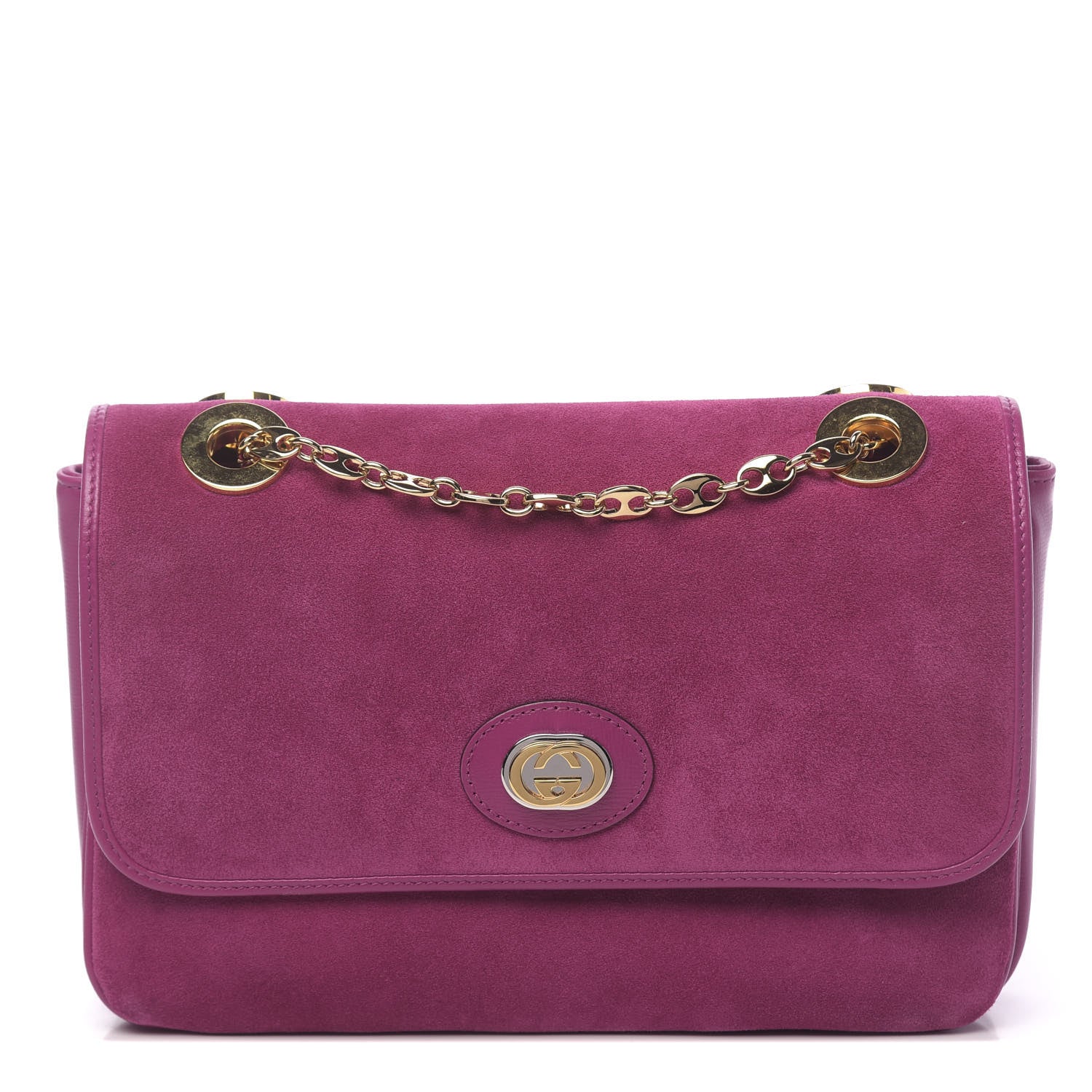 Gucci Suede Azalea Calfskin Small Marina Chain Shoulder Bag Fucsia 1 of 10