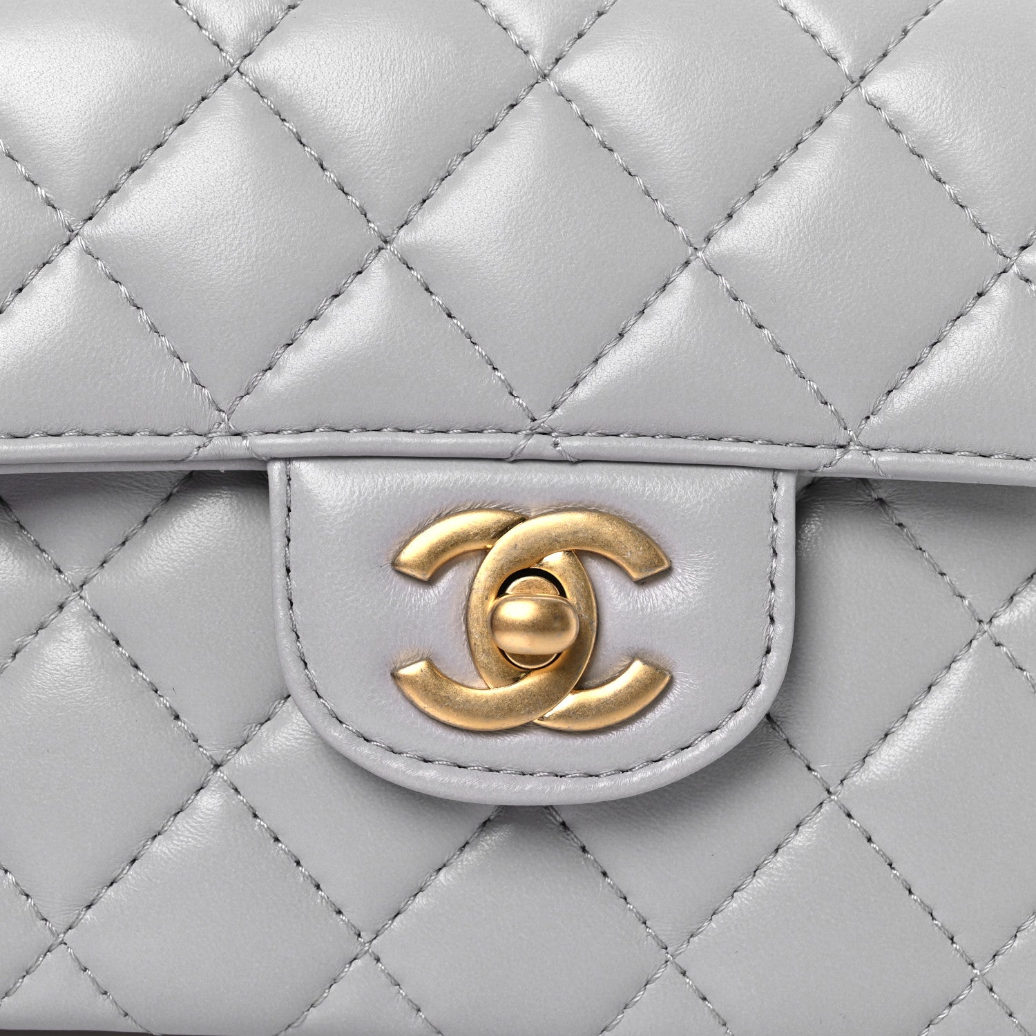 Chanel Lambskin Quilted Small Flap Top Handle Bag Grey 8 of 10