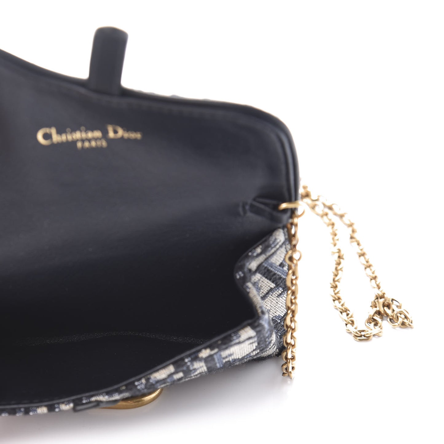 Oblique Nano Saddle Chain Pouch Blue