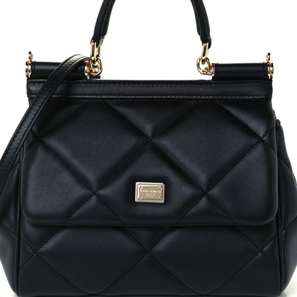 Dolce & Gabbana Calfskin Quilted Small Miss Sicily Satchel Black 8 of 10
