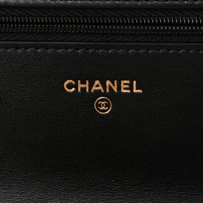 Chanel Tweed Quilted Wallet On Chain WOC Black Ecru White 6 of 12