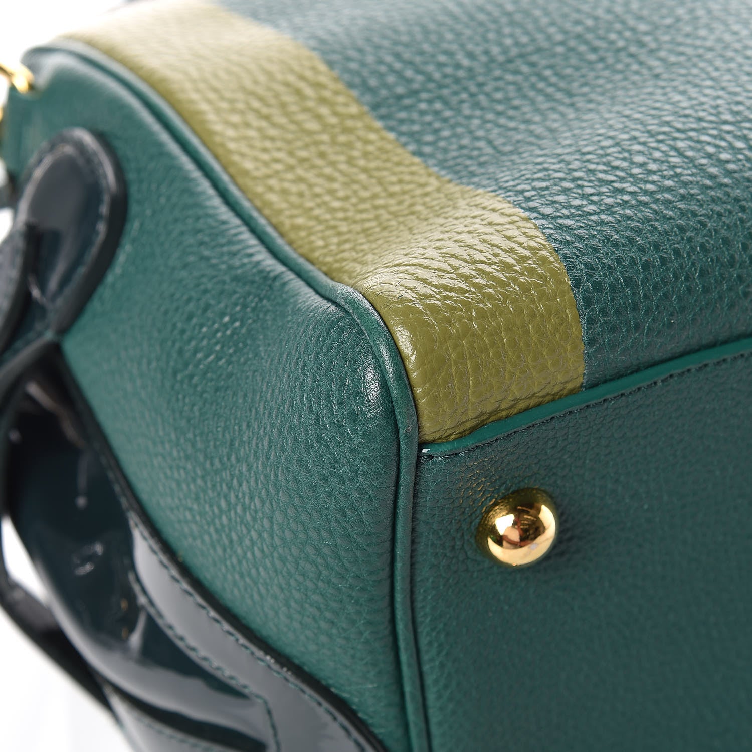 Burberry Grain Calfskin Patent Small The Bee Top Handle Green 12 of 13