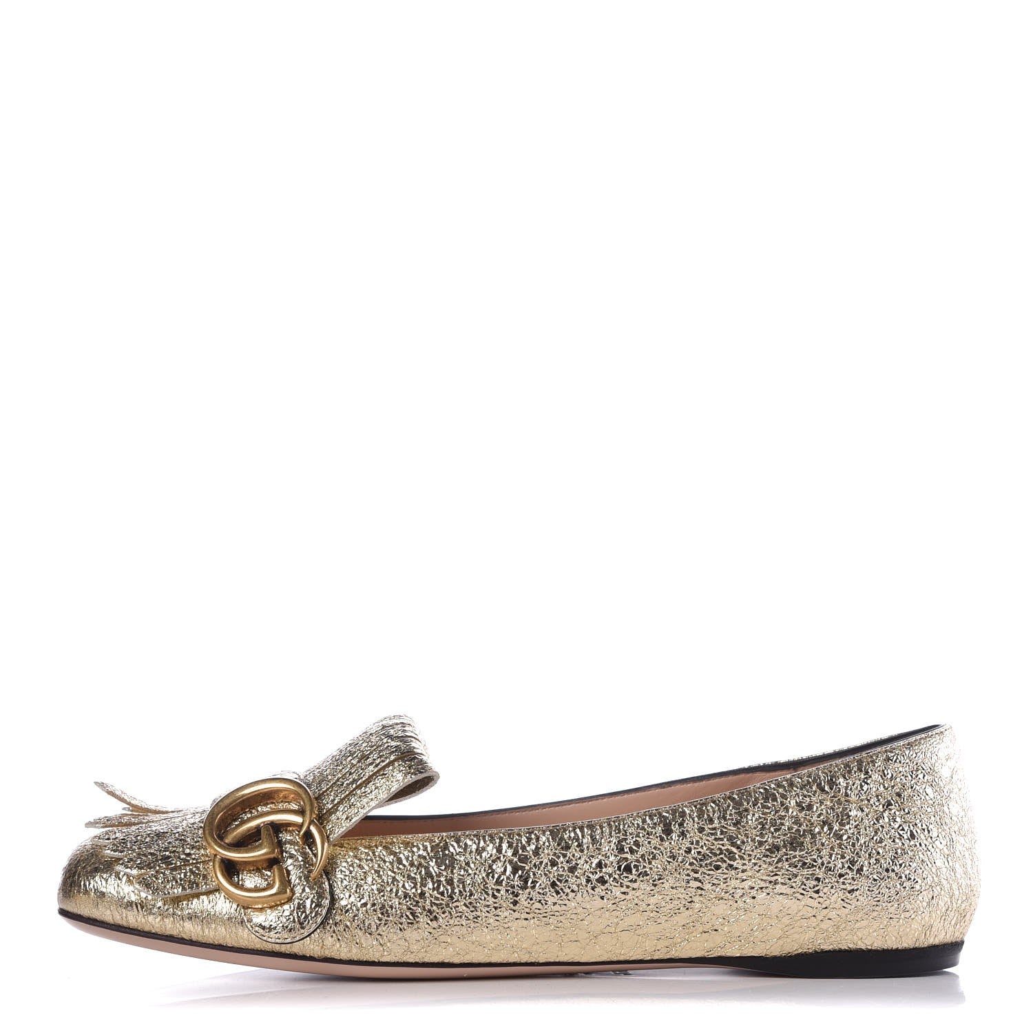 Gucci Galassia GG Marmont Fringe Flats 36.5 Platino 1 of 9