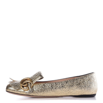Gucci Galassia GG Marmont Fringe Flats 36.5 Platino 1 of 9