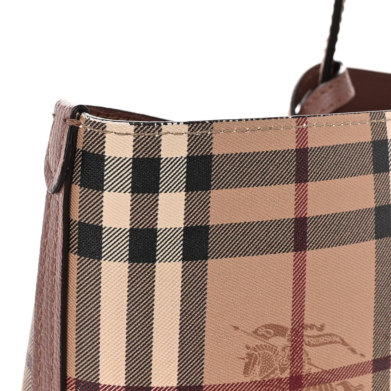 Burberry Grainy Calfskin Haymarket Check Medium Reversible Tote Dusty Pink 17 of 20