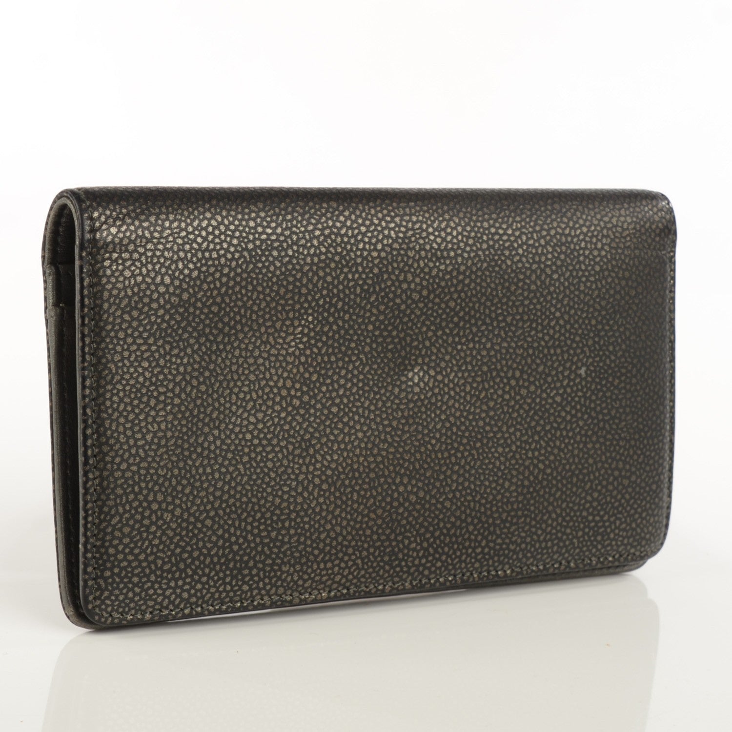 Chanel Metallic Caviar Timeless CC Yen Wallet Dark Silver 3 of 8