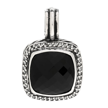 David Yurman Sterling Silver Black Onyx Diamond 14mm Albion Enhancer Pendant 1 of 3