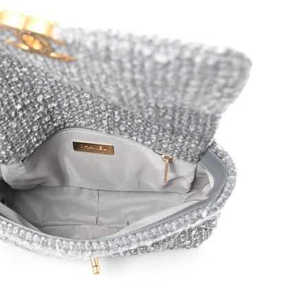 Chanel Tweed Quilted Medium Chanel 19 Flap Grey 5 of 9