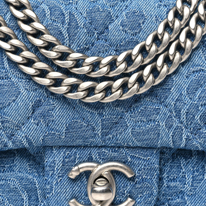 Chanel Denim Quilted Camellia Sweetheart Mini Rectangular Flap Blue 8 of 10