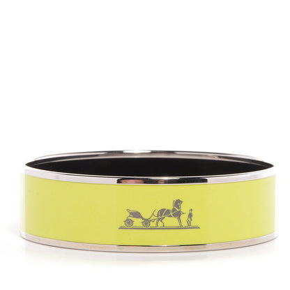 Hermes Enamel Wide Caleche Bracelet 65 Lime 5 of 5