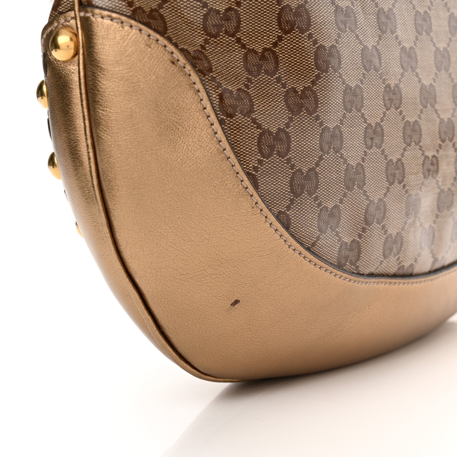 Gucci Crystal Monogram Babouska Hobo Gold 11 of 16