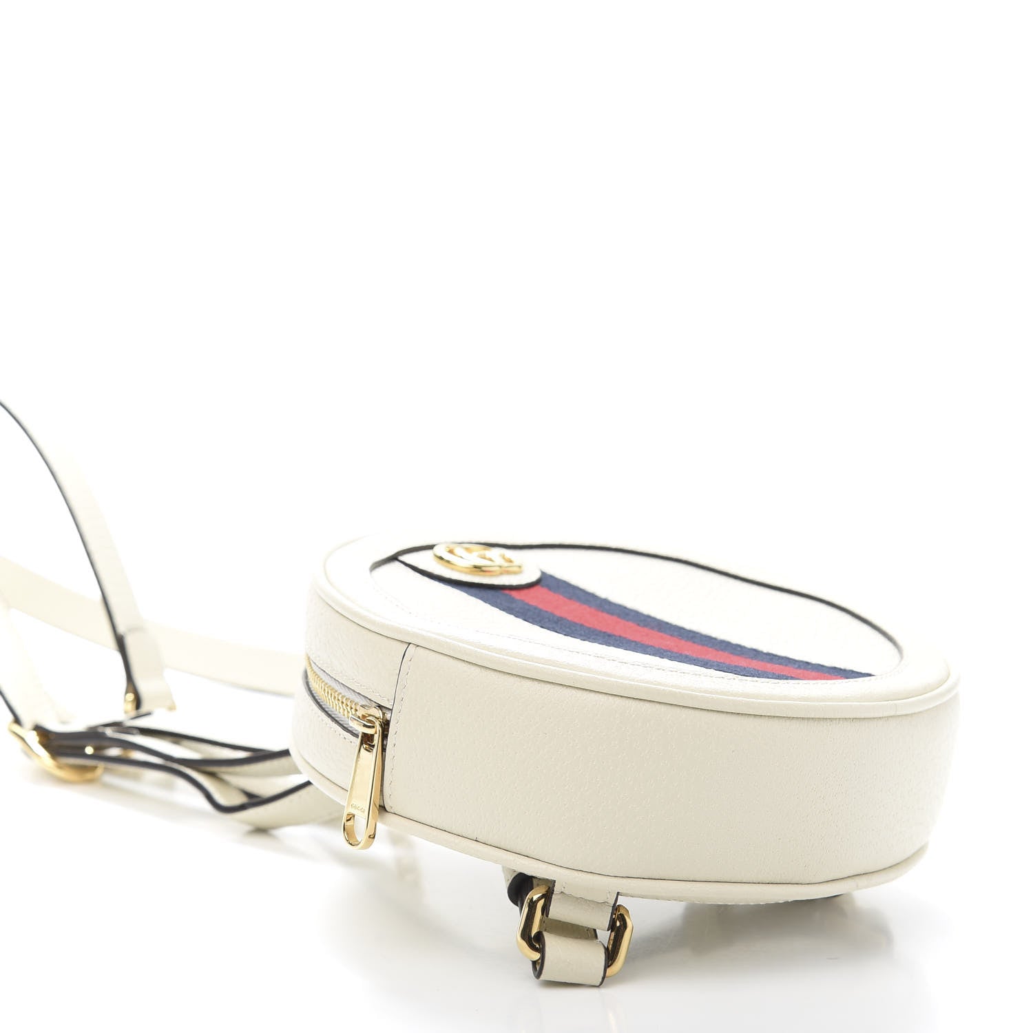 Gucci Textured Calfskin Web Mini Ophidia Round Backpack Mystic White 7 of 10