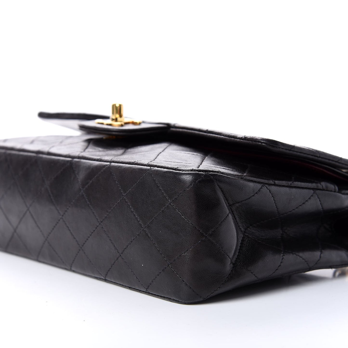 Lambskin Quilted Medium Double Flap Black