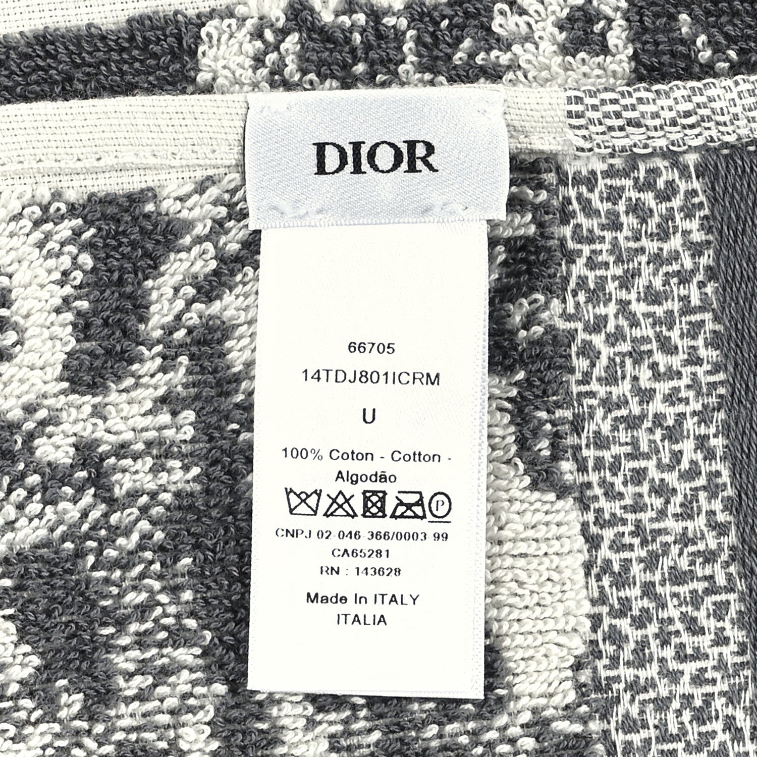Christian Dior Cotton Toile De Jouy Reverse Towel Grey Ivory 4 of 4