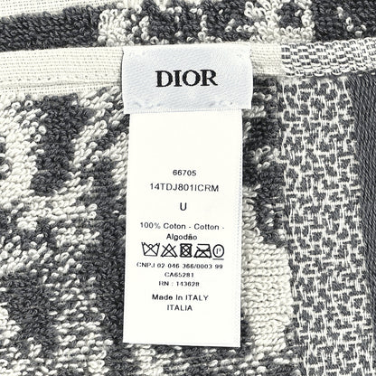 Christian Dior Cotton Toile De Jouy Reverse Towel Grey Ivory 4 of 4
