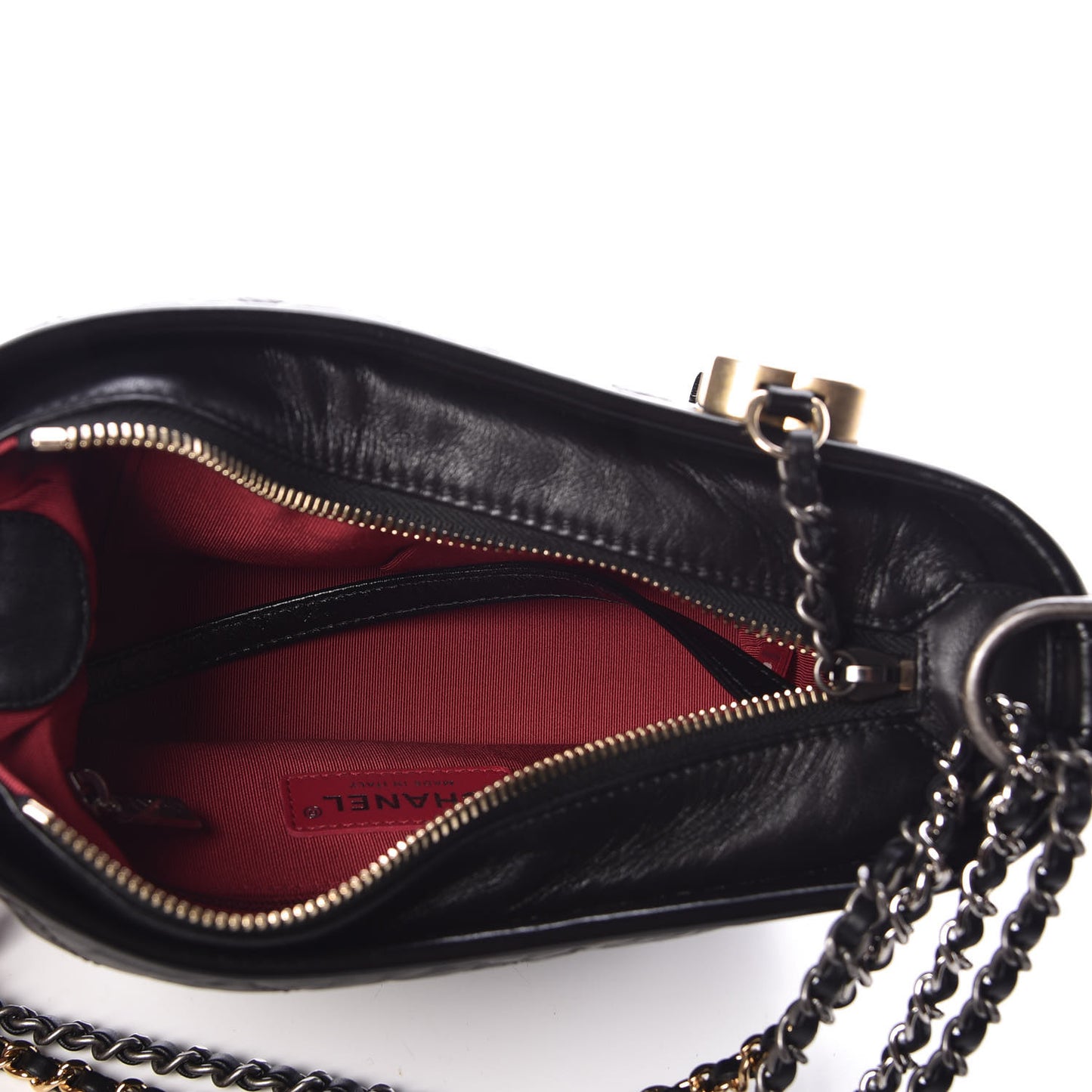Aged Calfskin Quilted Small Gabrielle Hobo Black
