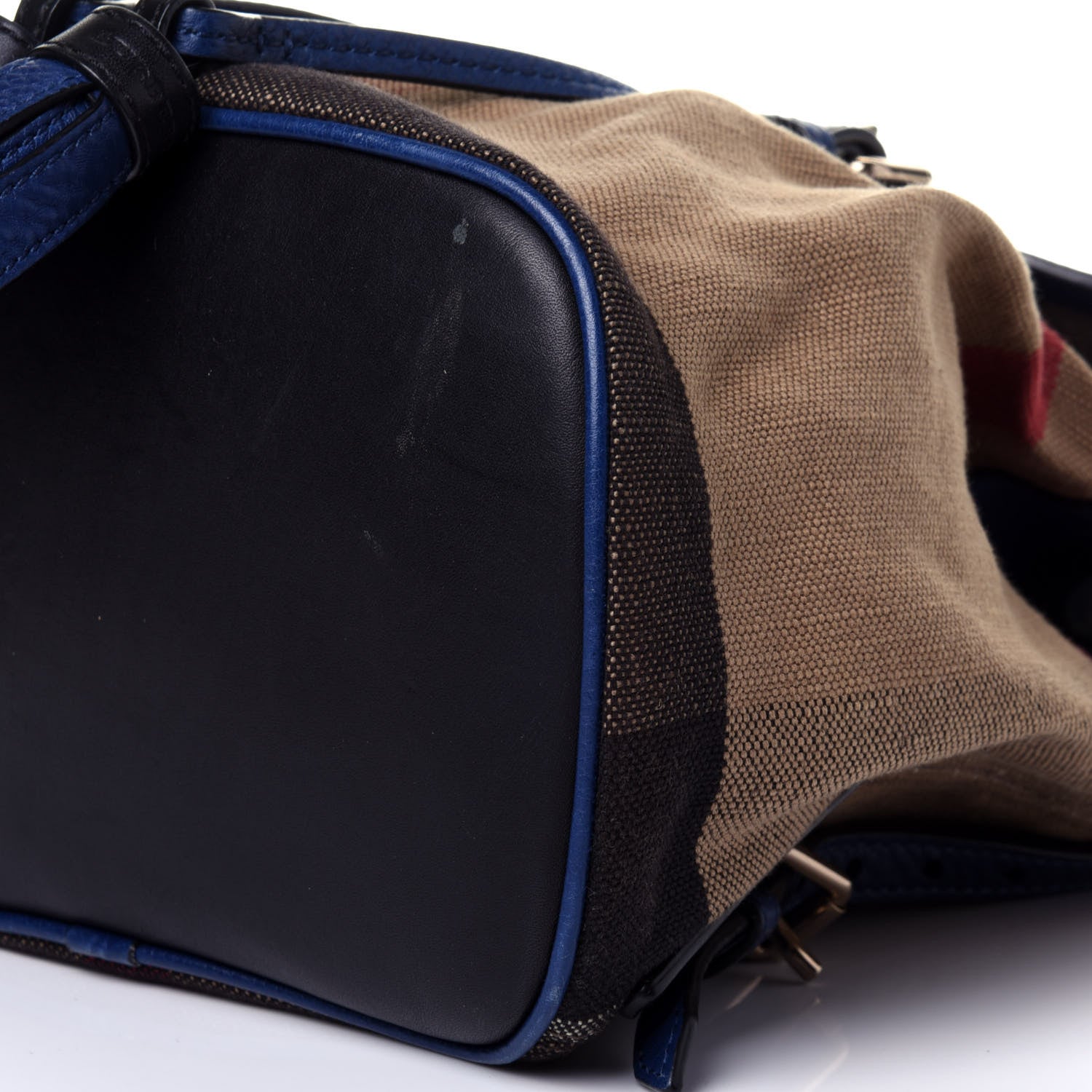 Burberry Grainy Calfskin Jute Mega Check Girls Mini Backpack Blue 9 of 11