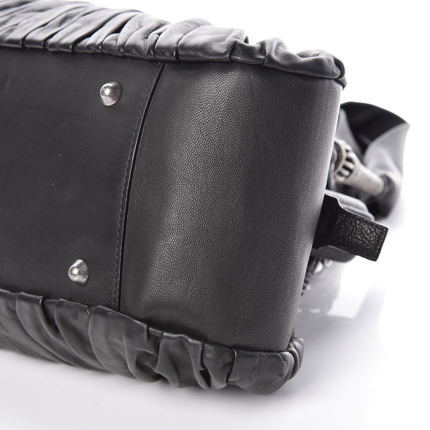 Lambskin Plisse Pleated Frame Satchel Black