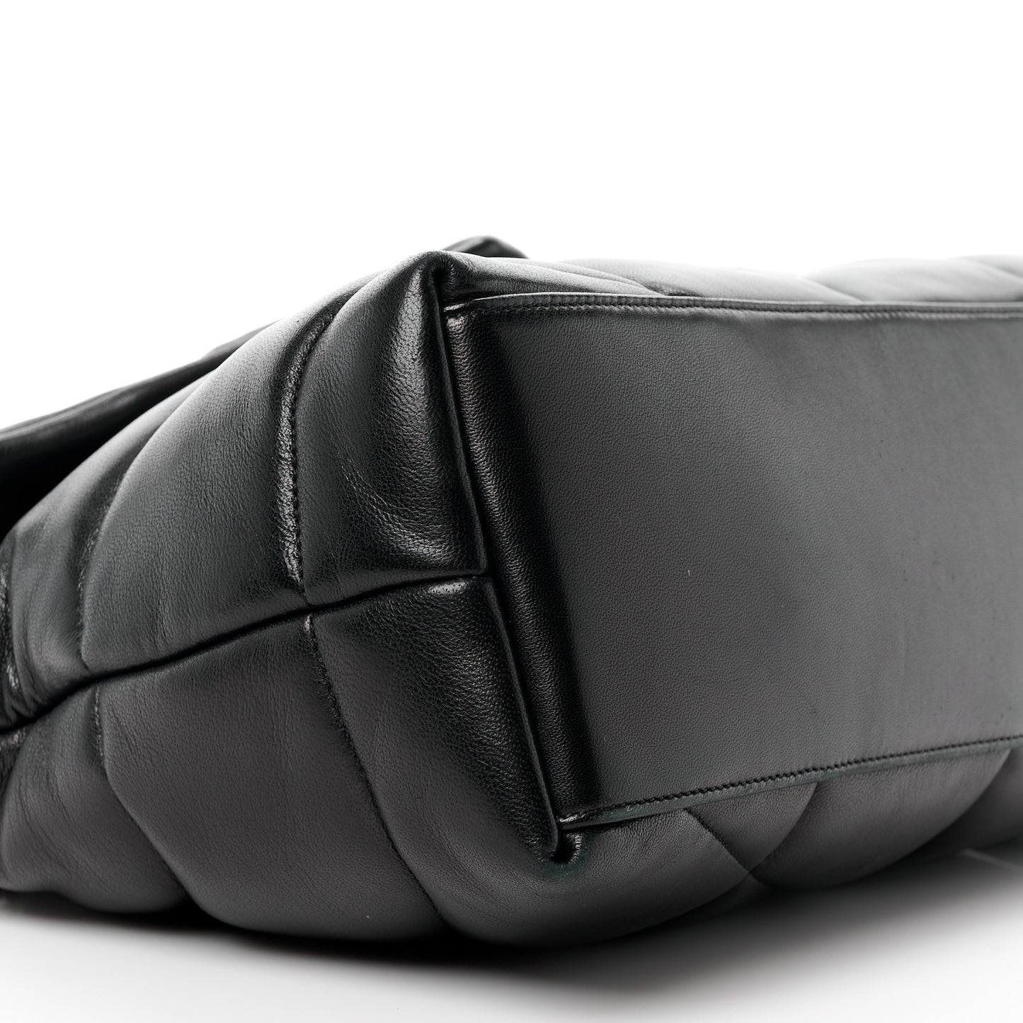 Lambskin Quilted Monogram Monochrome Medium Loulou Puffer Chain Satchel Black
