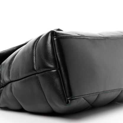 Saint Laurent Lambskin Quilted Monogram Monochrome Medium Loulou Puffer Chain Satchel Black 10 of 12