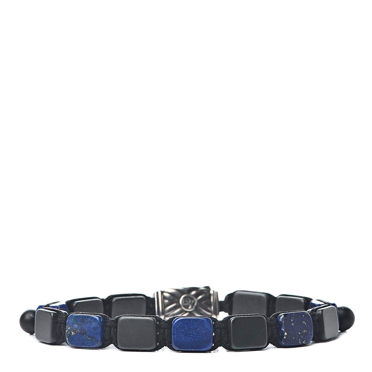 David Yurman Sterling Silver Lapis Lazuli Black Onyx Spiritual Beads Five-Station Tile Bracelet 1 of 5