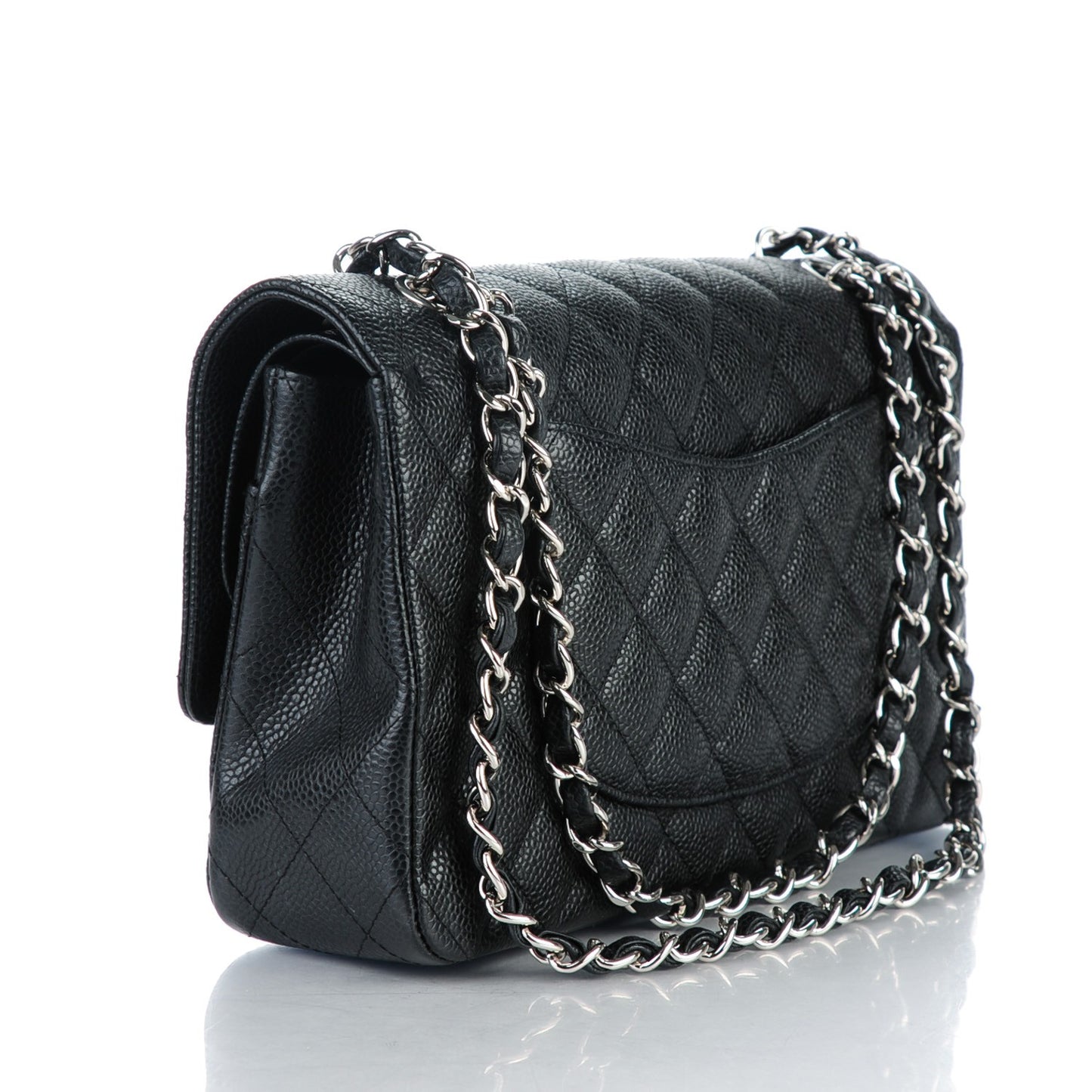 Caviar Quilted Medium Double Flap Black
