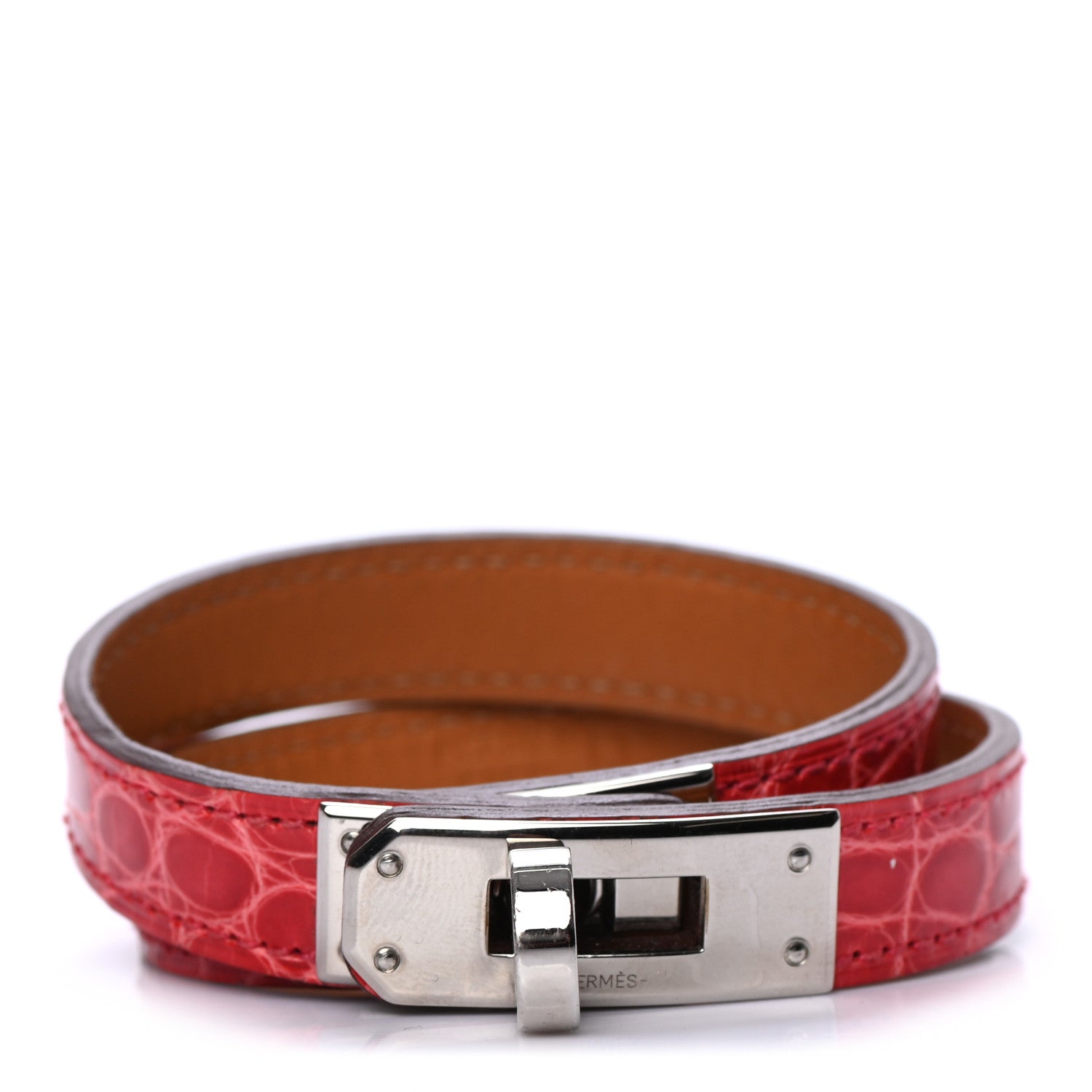 Hermes Shiny Alligator Kelly Double Tour Bracelet S Bougainvillea 1 of 6