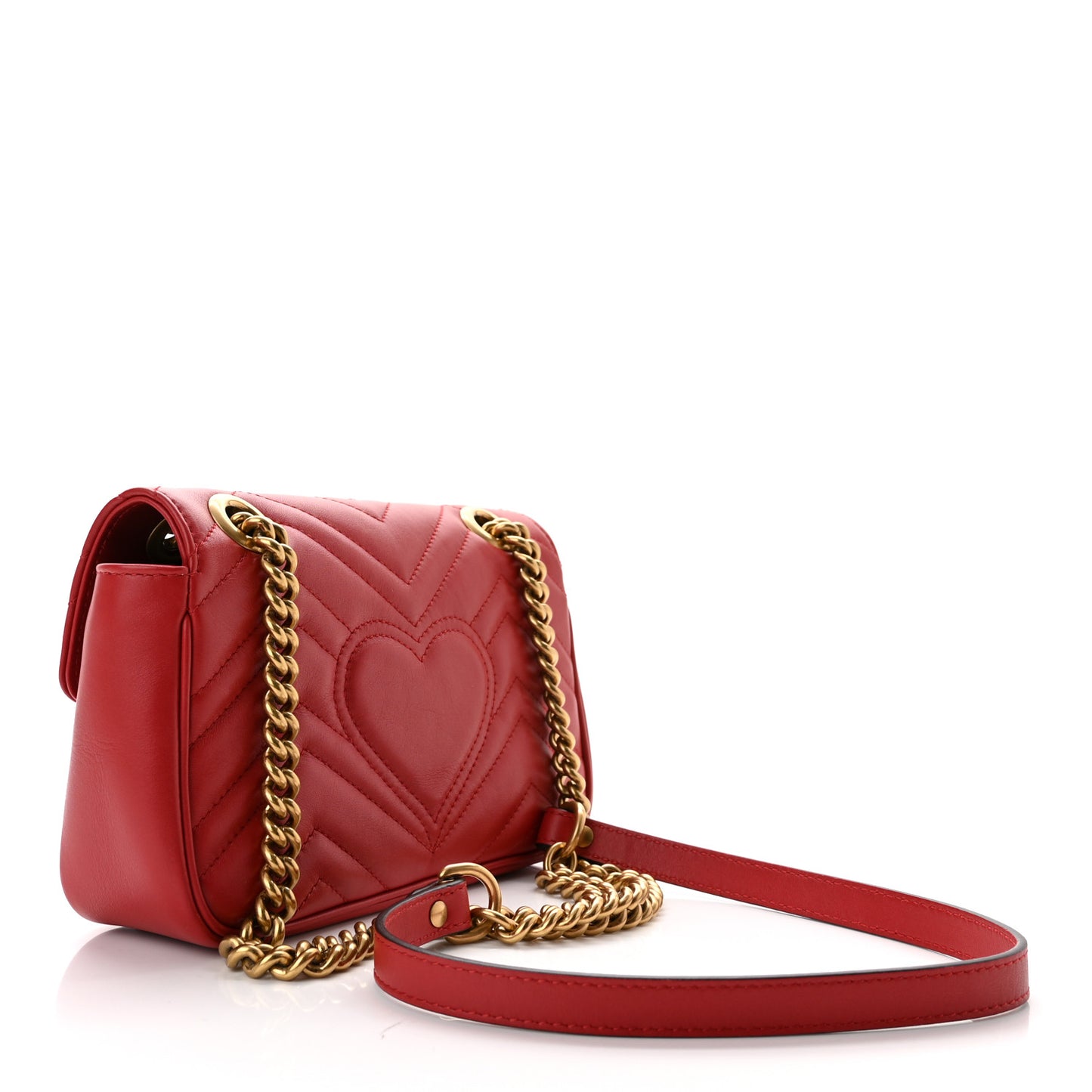 Calfskin Matelasse Mini GG Marmont Shoulder Bag Hibiscus Red