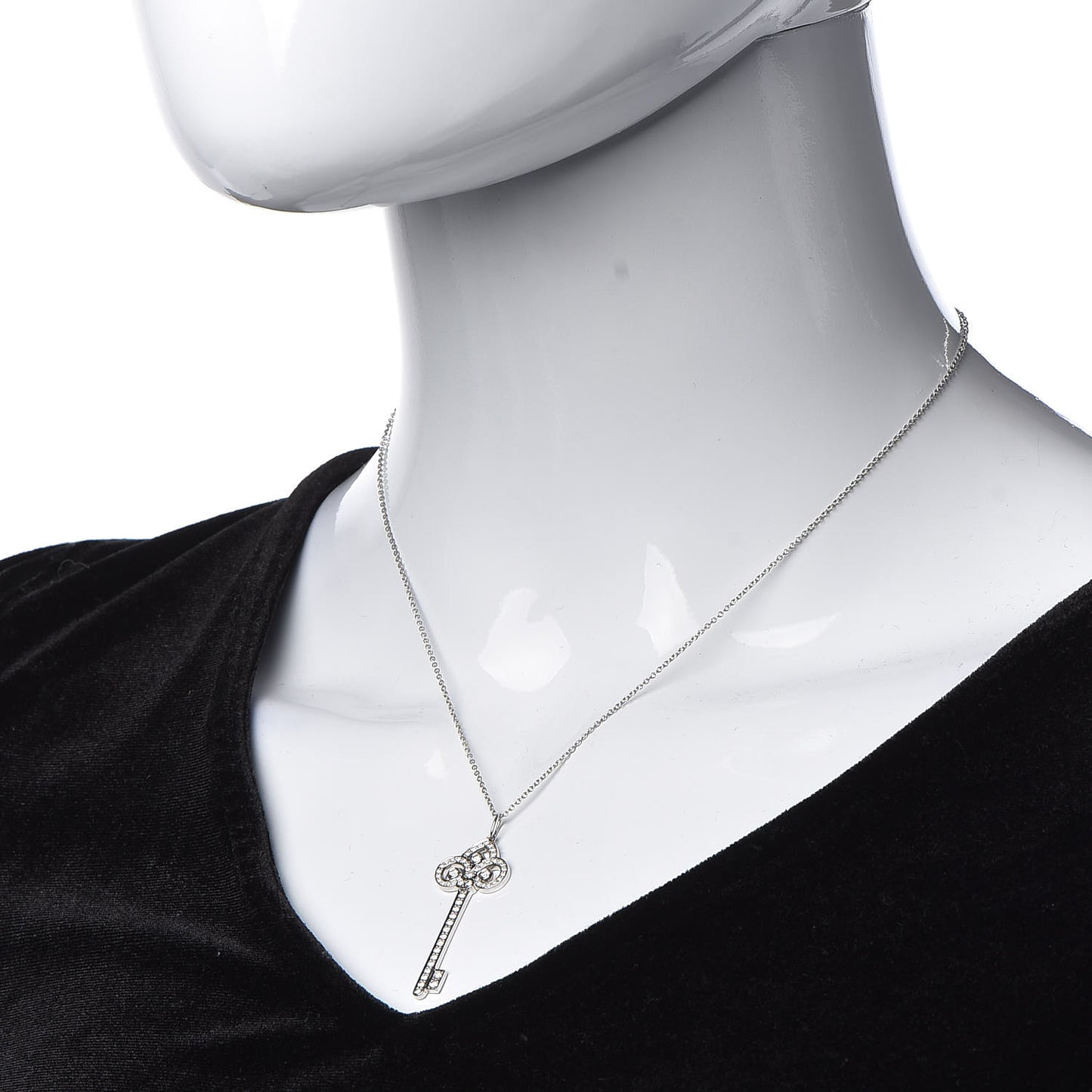 Platinum Diamond .41ct Fleur De Lis Key Pendant Necklace