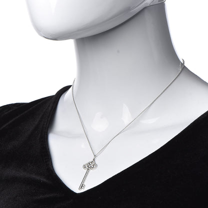 Tiffany Platinum Diamond .41ct Fleur De Lis Key Pendant Necklace 2 of 8