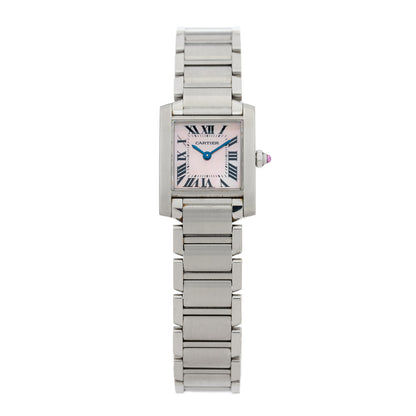 Cartier Stainless Steel Pink Mother of Pearl 20mm Tank Francaise Quartz Watch 1 of 4