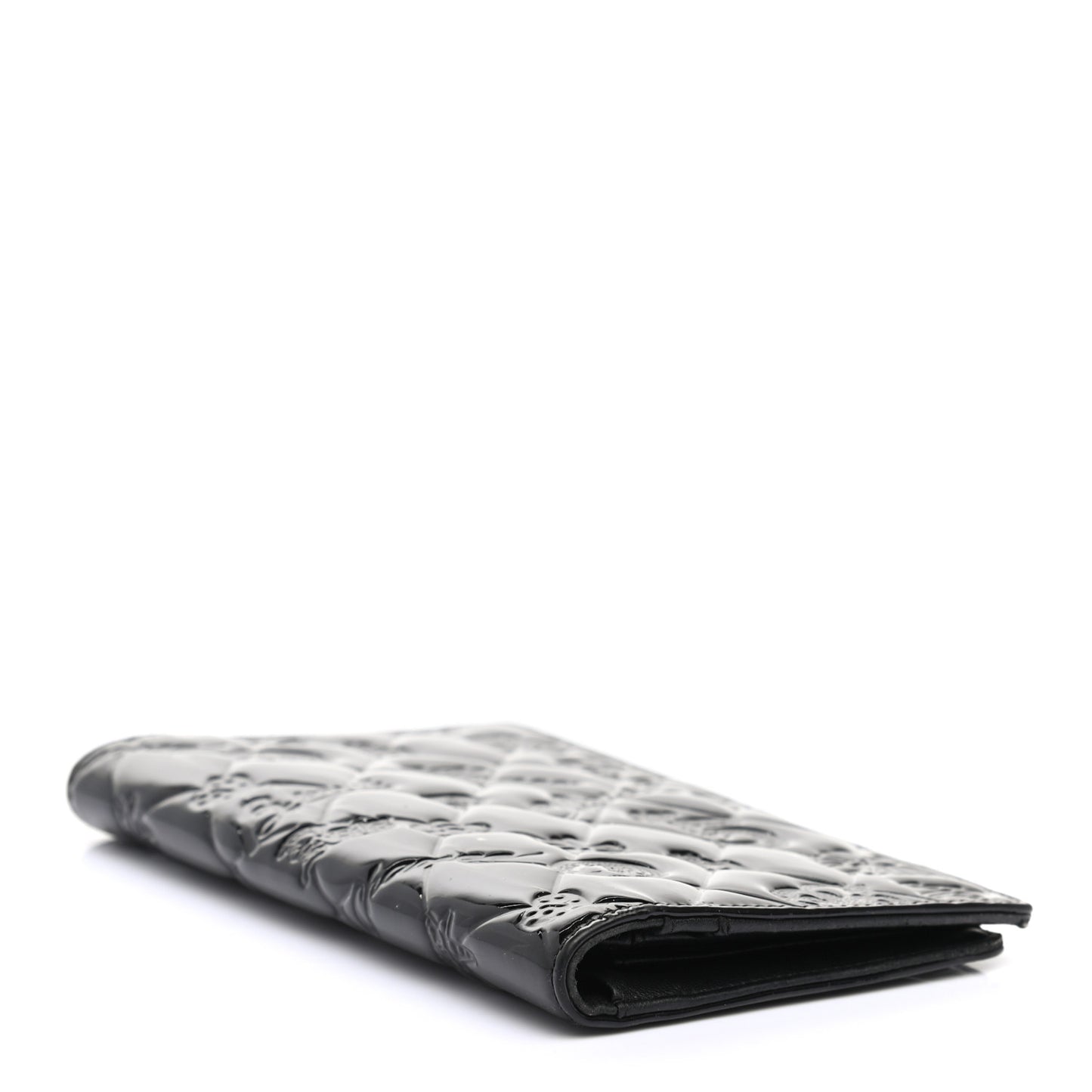 Patent Calfskin Lucky Symbols Yen Wallet Black