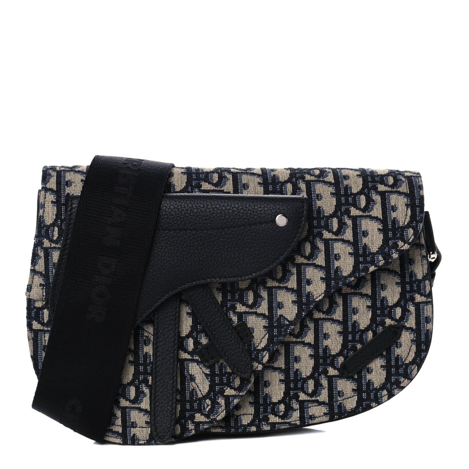 Christian Dior Oblique Saddle Messenger Pouch Beige Black 1 of 10
