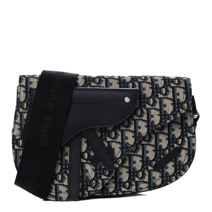 Christian Dior Oblique Saddle Messenger Pouch Beige Black 1 of 10