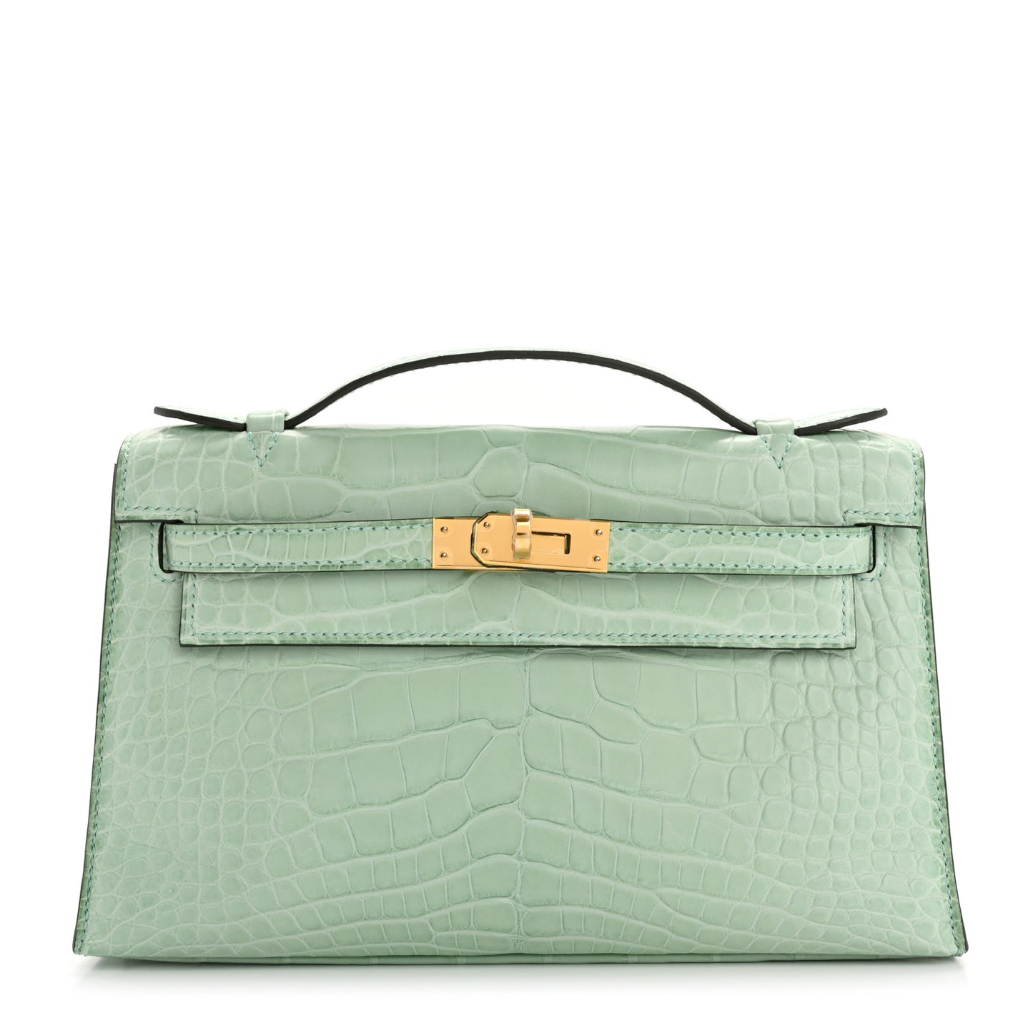 Matte Alligator Kelly Pochette Vert D'eau