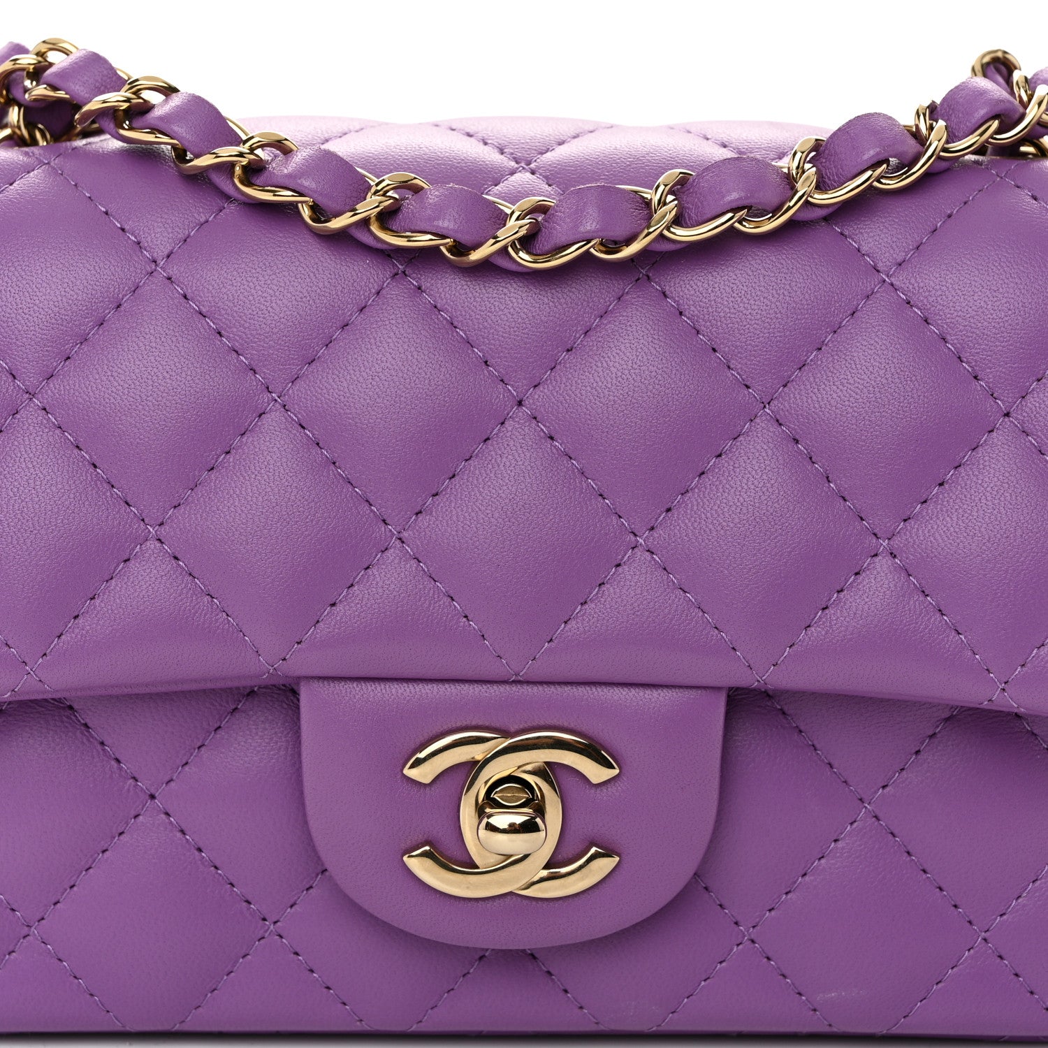 Chanel Lambskin Quilted Mini Rectangular Flap Purple 8 of 10