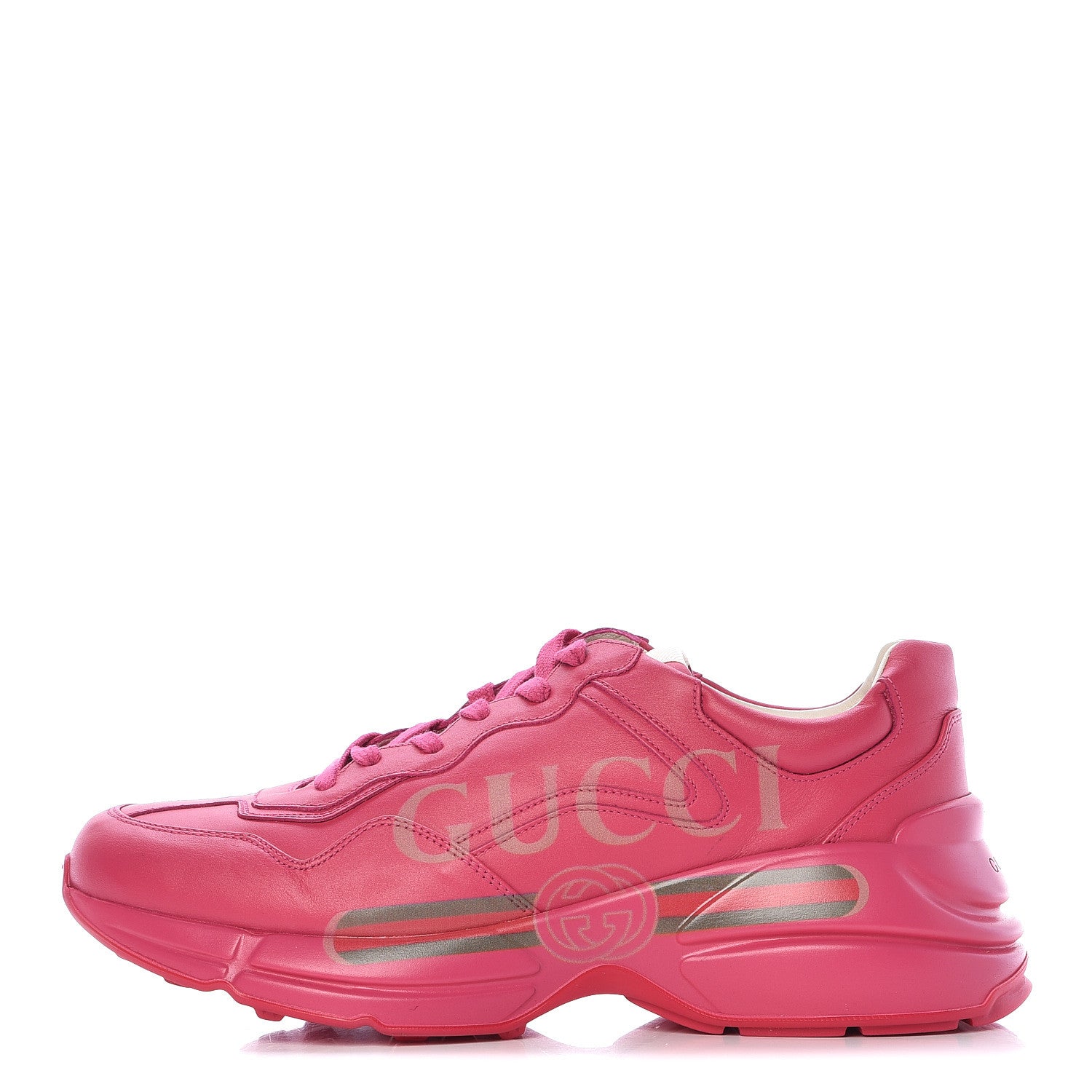 Gucci Calfskin Logo Mens Rhyton Sneakers 8.5 Box Pink 1 of 12