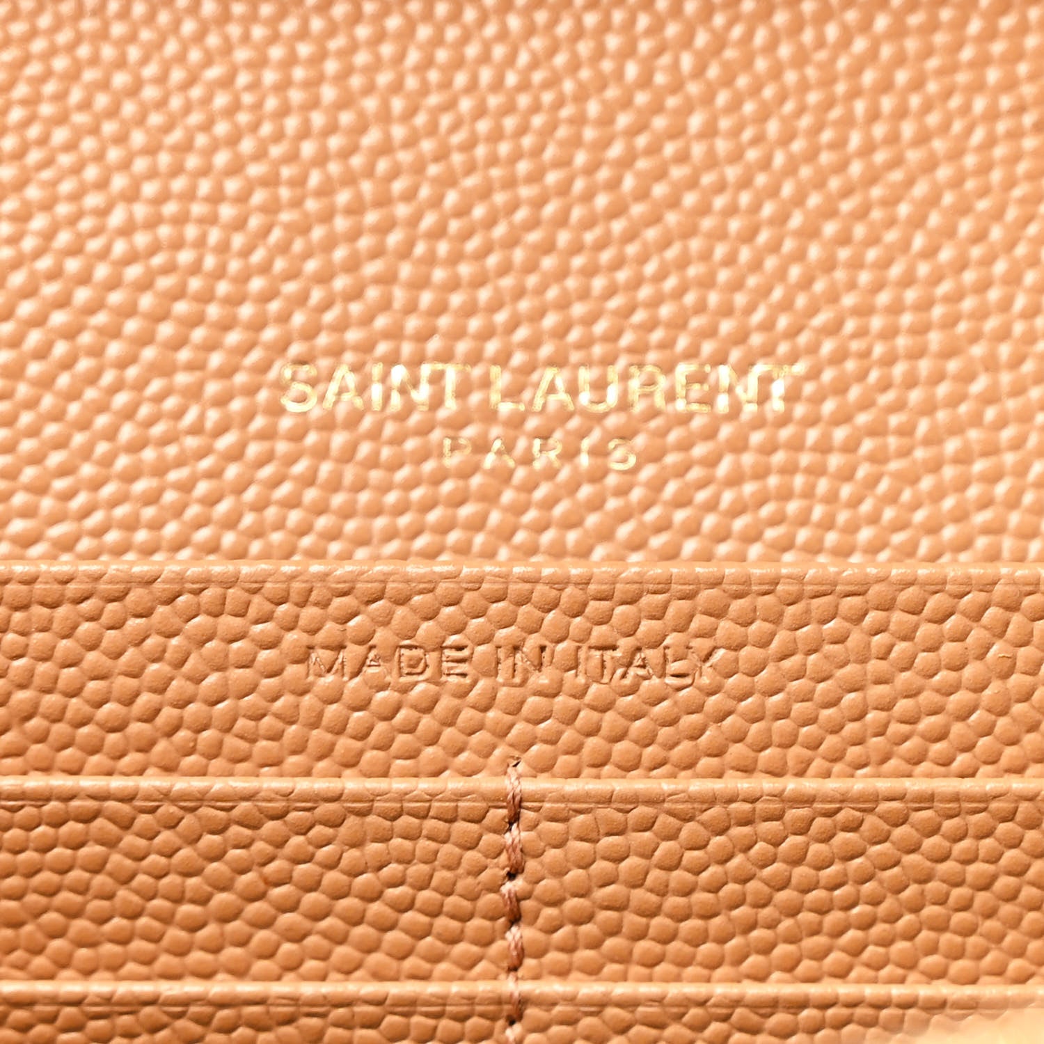 Saint Laurent Grain De Poudre Matelasse Chevron Monogram Chain Wallet Dune 6 of 11