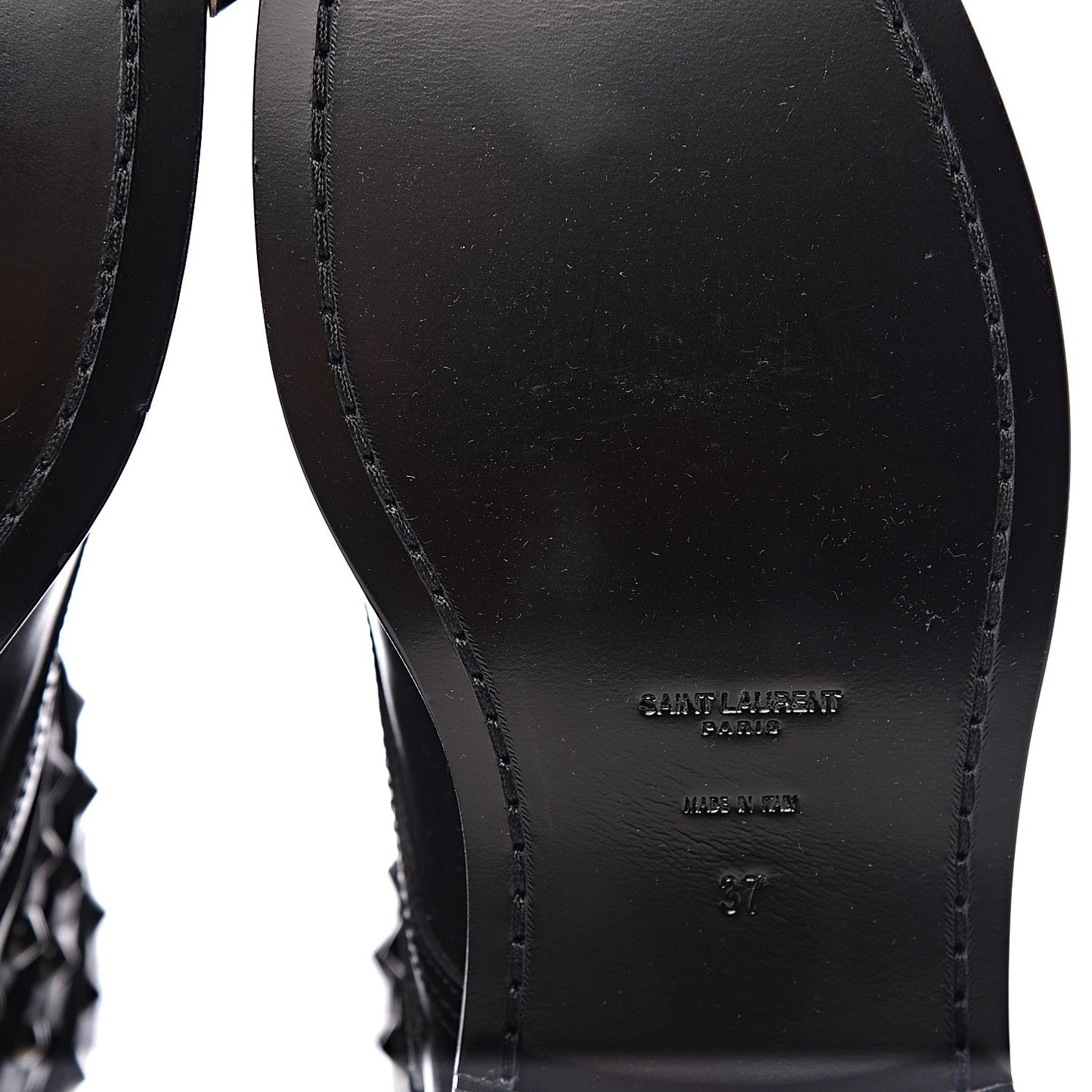Smooth Calfskin Studded Womens Punk Ranger Boots 37 Black