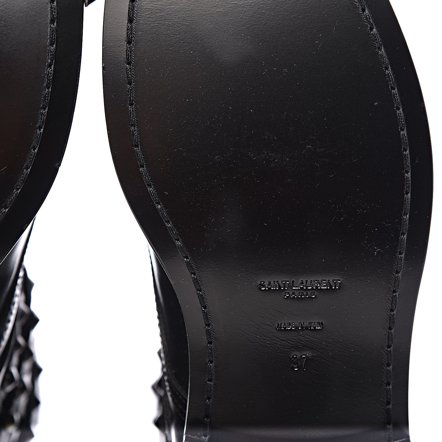 Saint Laurent Smooth Calfskin Studded Womens Punk Ranger Boots 37 Black 14 of 15