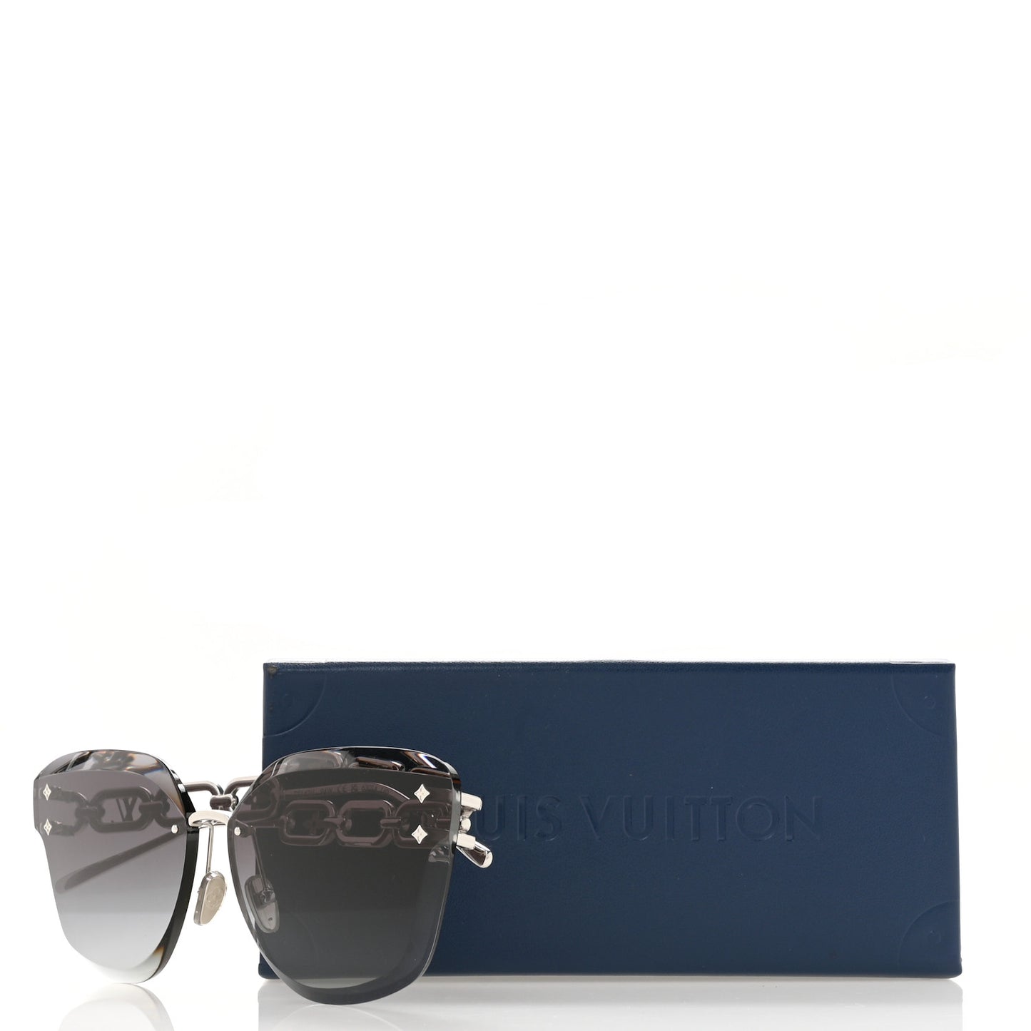 Metal Rimless LV Jewel Cat Eye Sunglasses Z1626U Silver Black