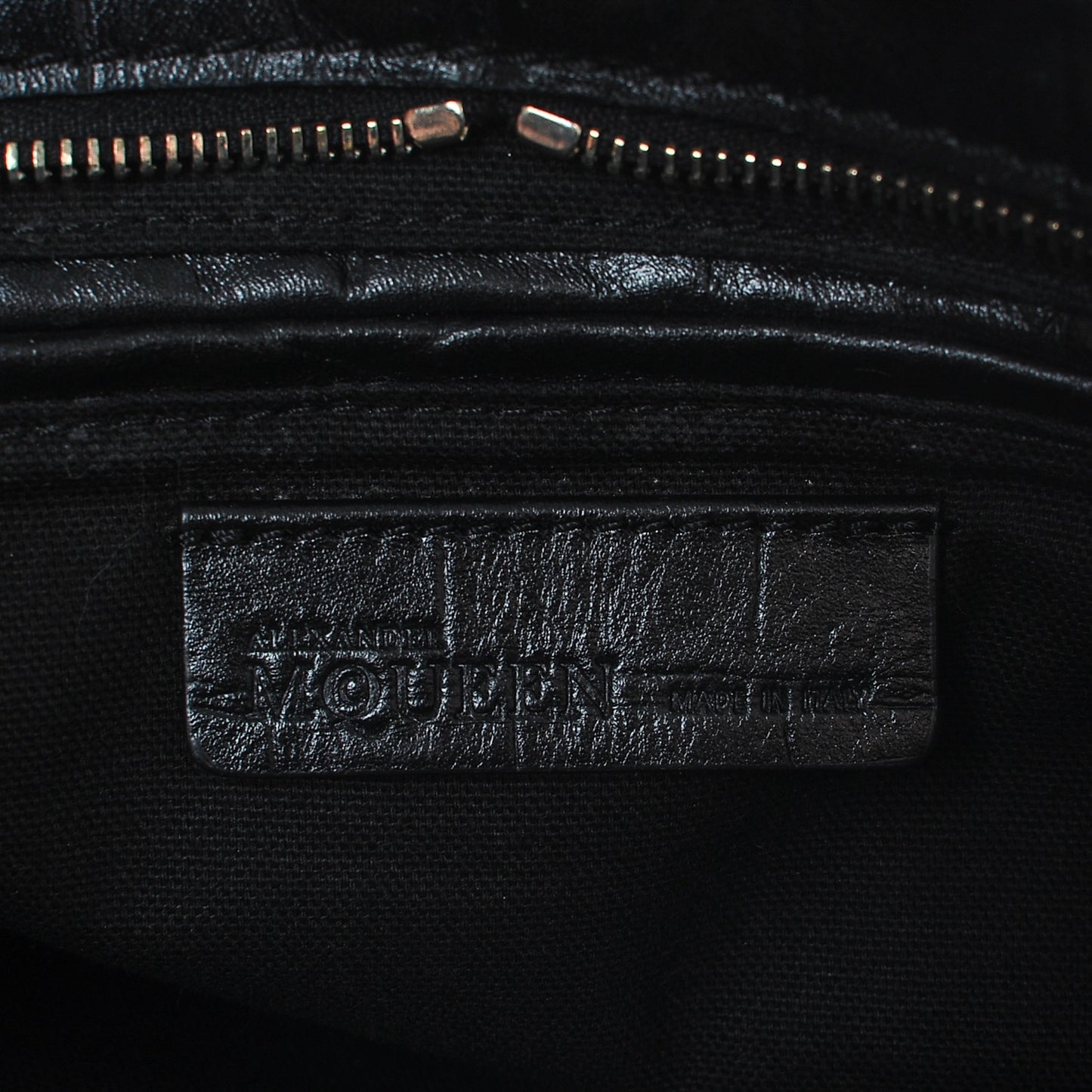 Calfskin Crocodile Embossed Small Skull Padlock Zip Around Tote Black